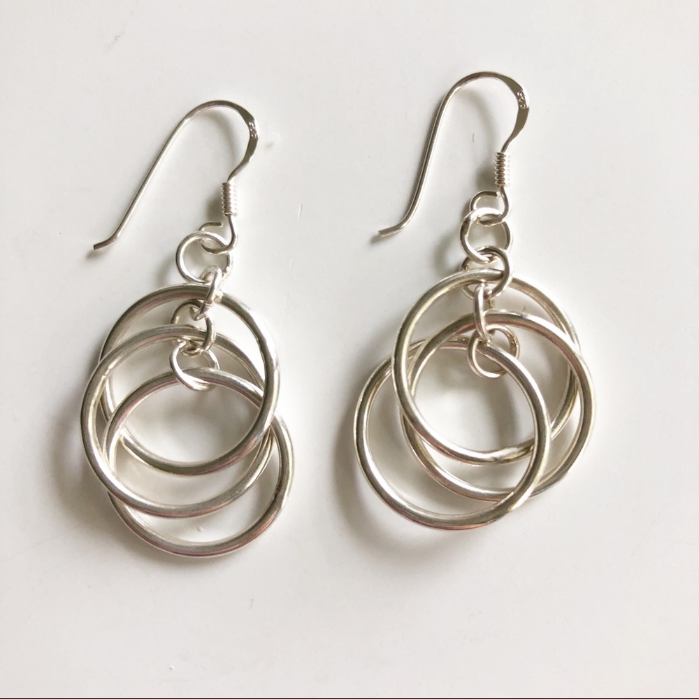 Silver Multi-Sphere Dangle Earrings